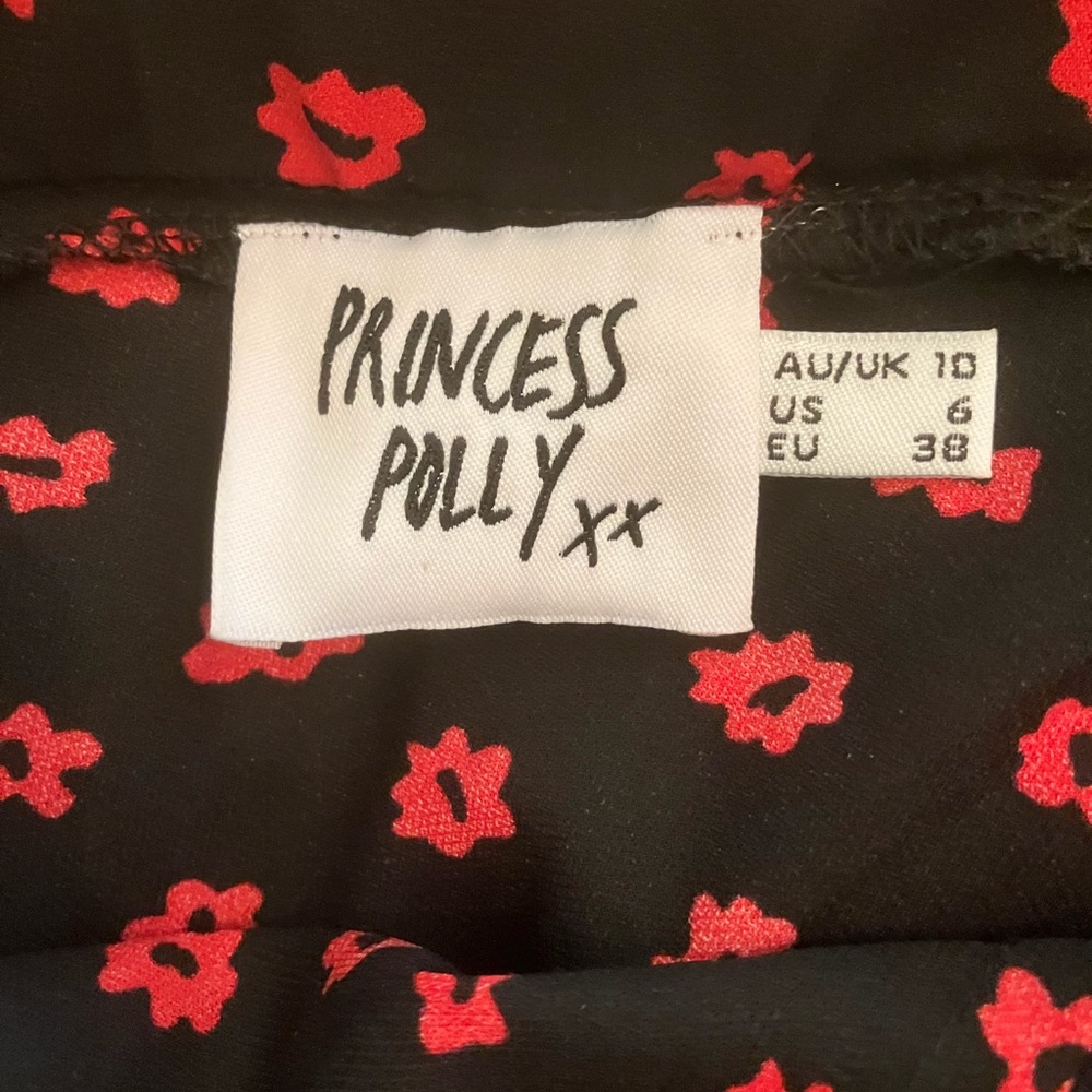 Princess Polly Black Maxi Skirt with Red Floral Print - Picture 3 of 3